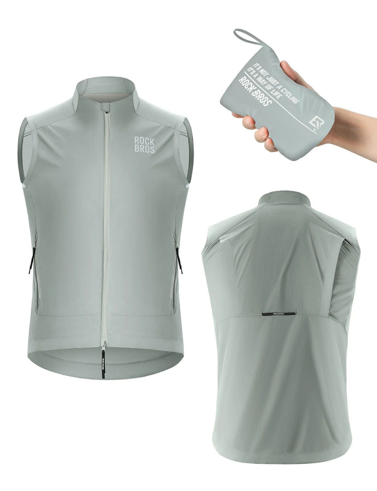 ROCKBROS Gilet de vélo Coupe-vent Léger Respirable À séchage rapide, Pliable Gilet de cyclisme