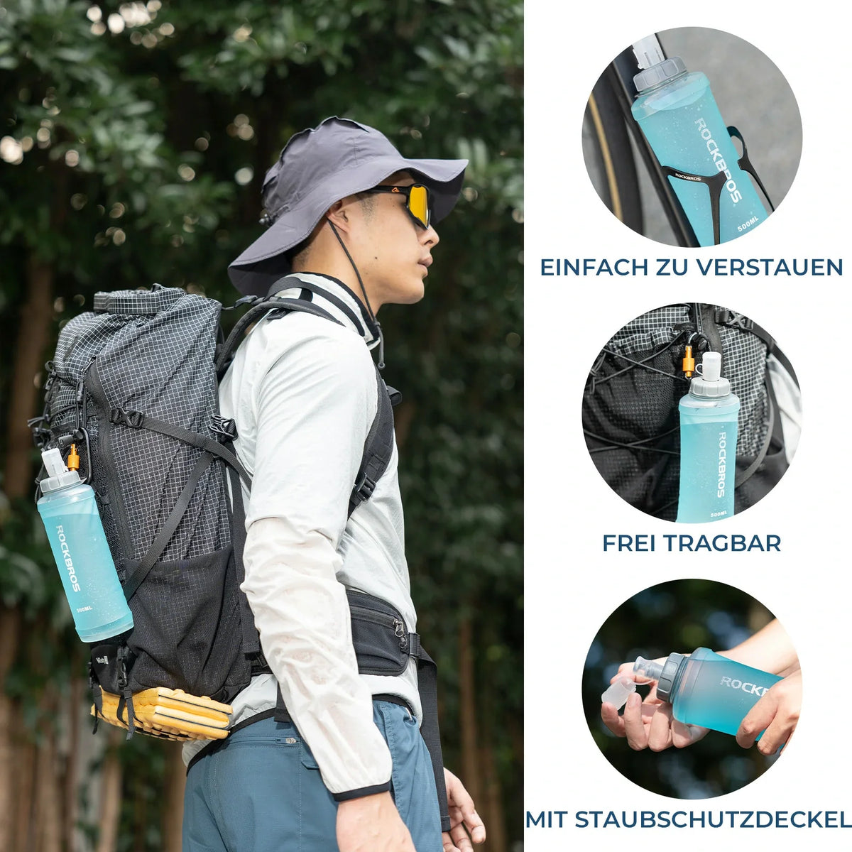 ROCKBROS Gourde pliable pour vélo, légère sans BPA