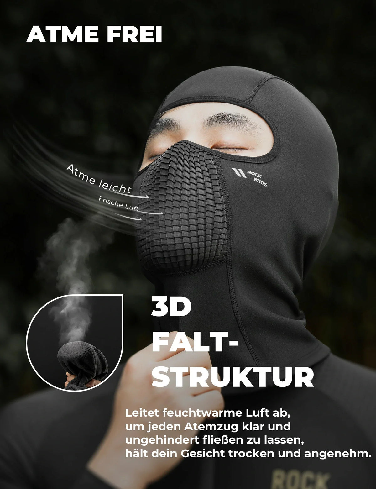 ROCKBROS Cagoule polaire Winter Respirant Balaclava Masque de ski