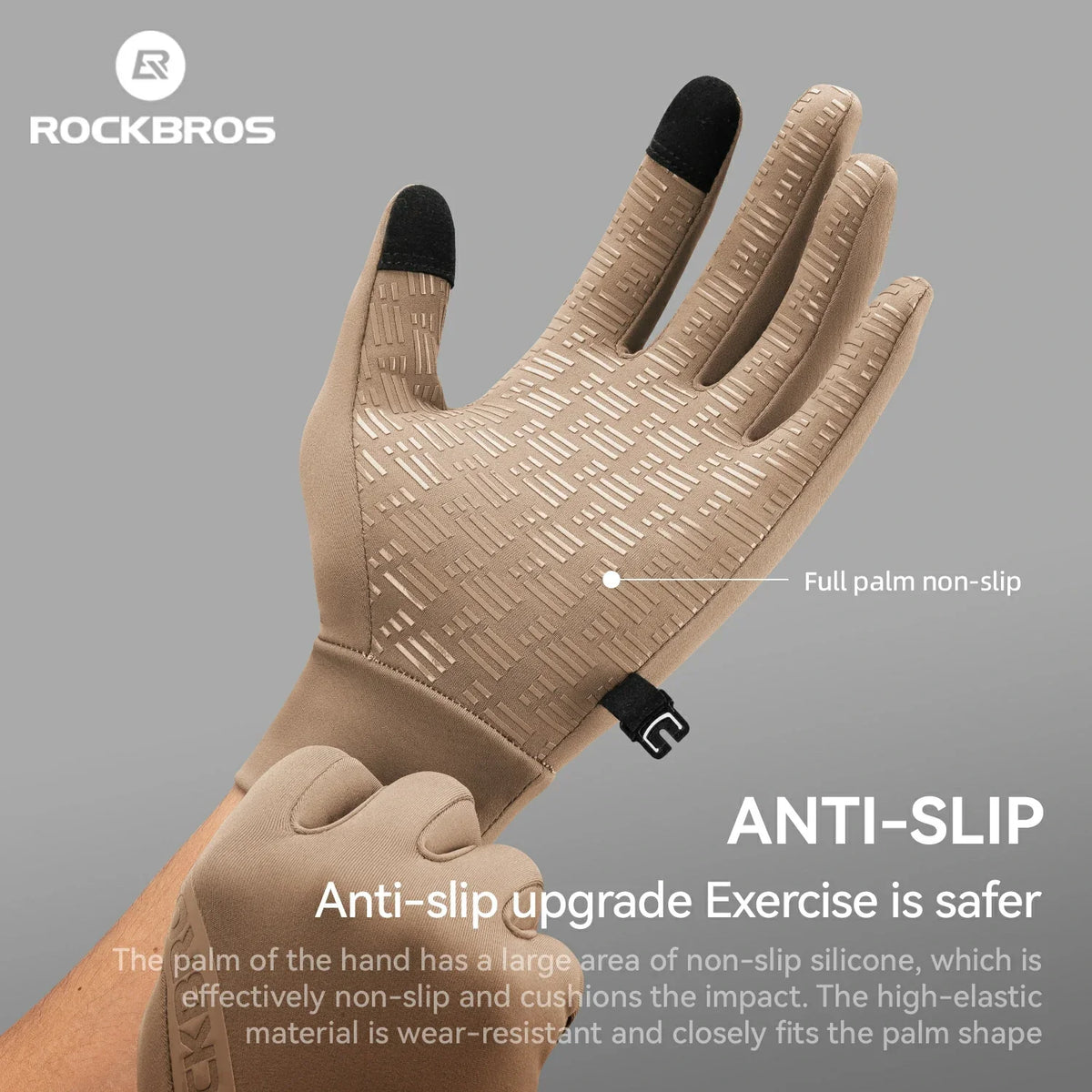 ROCKBROS Gants de vélo d'hiver en graphène de 5°C à 15°C
