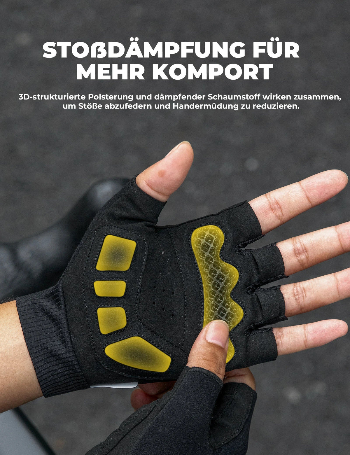 Gants de vélo mi-doigts ROCKBROS été élastiques et respirants, rembourrage antidérapant et amortissant
