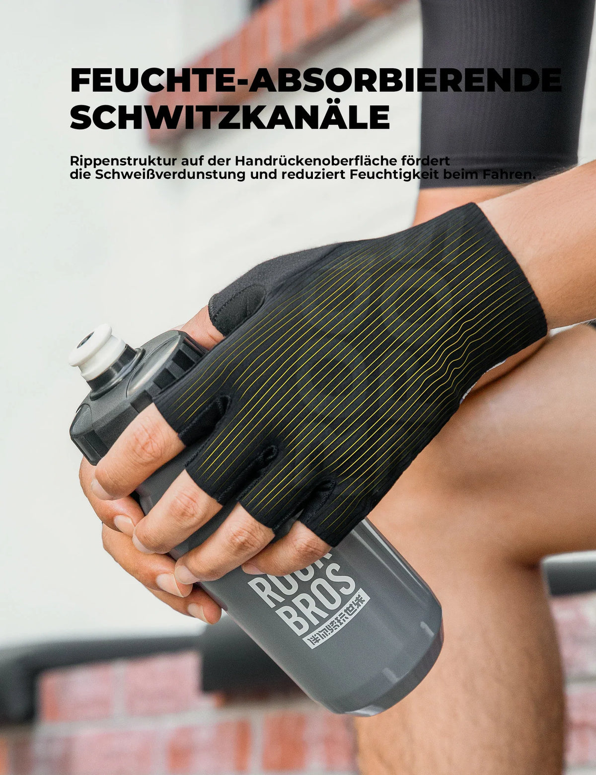 Gants de vélo mi-doigts ROCKBROS été élastiques et respirants, rembourrage antidérapant et amortissant