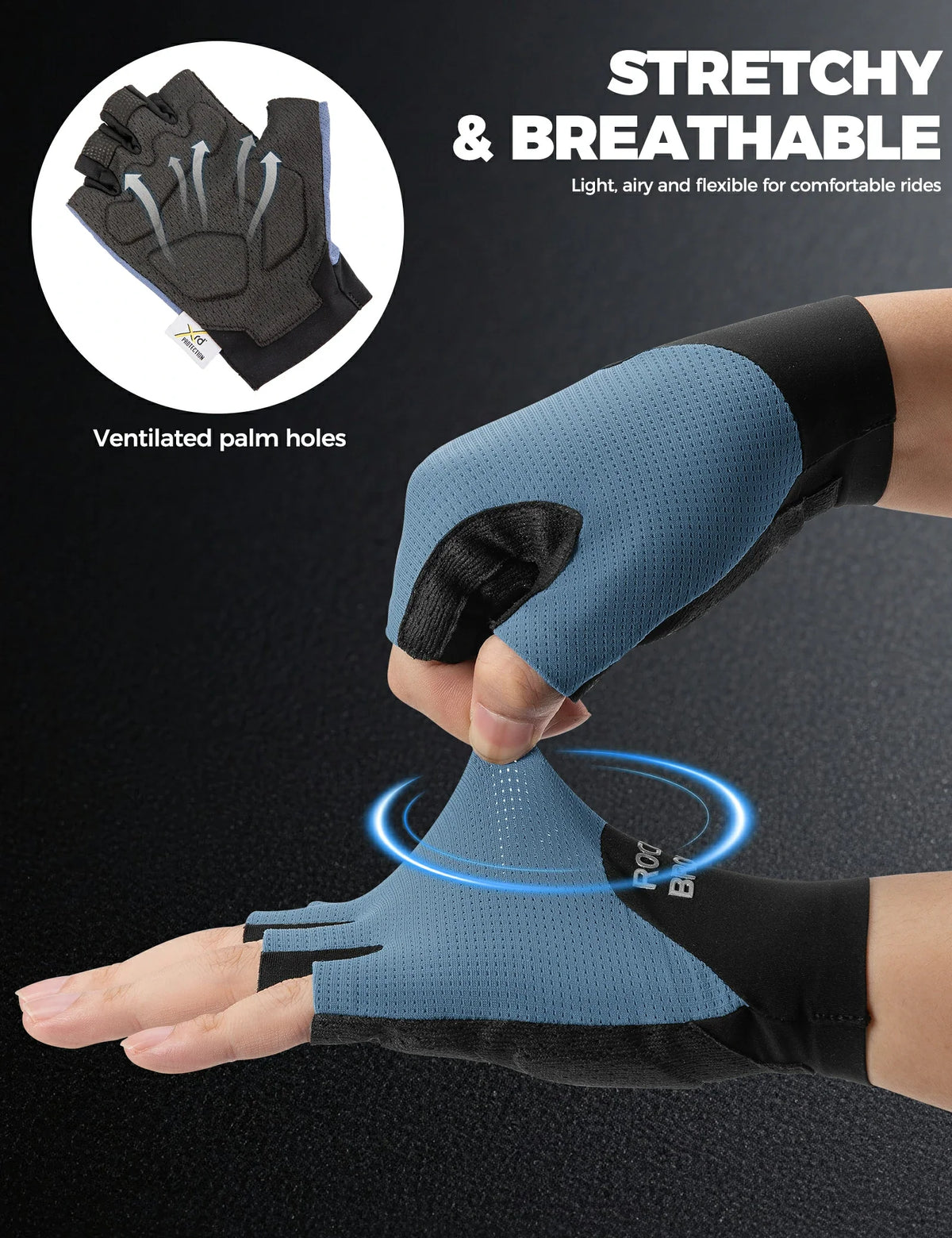 Gants de vélo mi-doigts ROCKBROS avec rembourrage PORON XRD