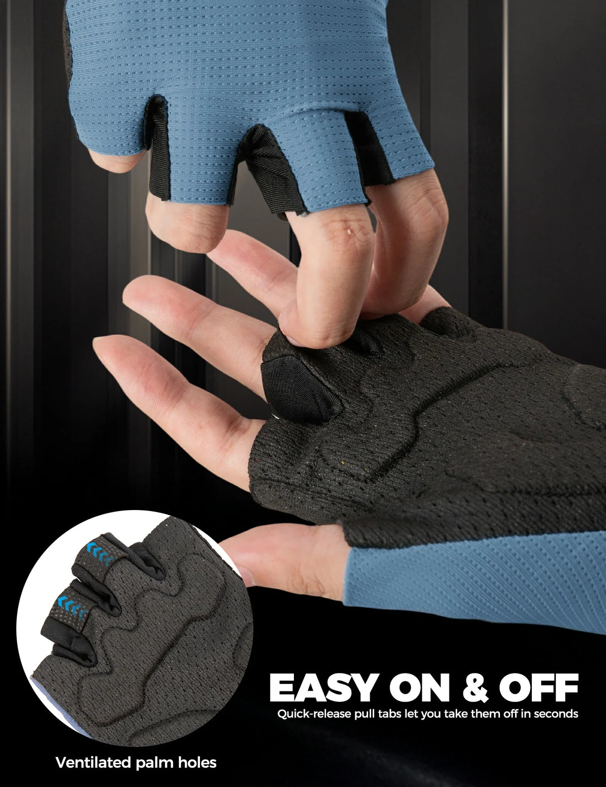Gants de vélo mi-doigts ROCKBROS avec rembourrage PORON XRD