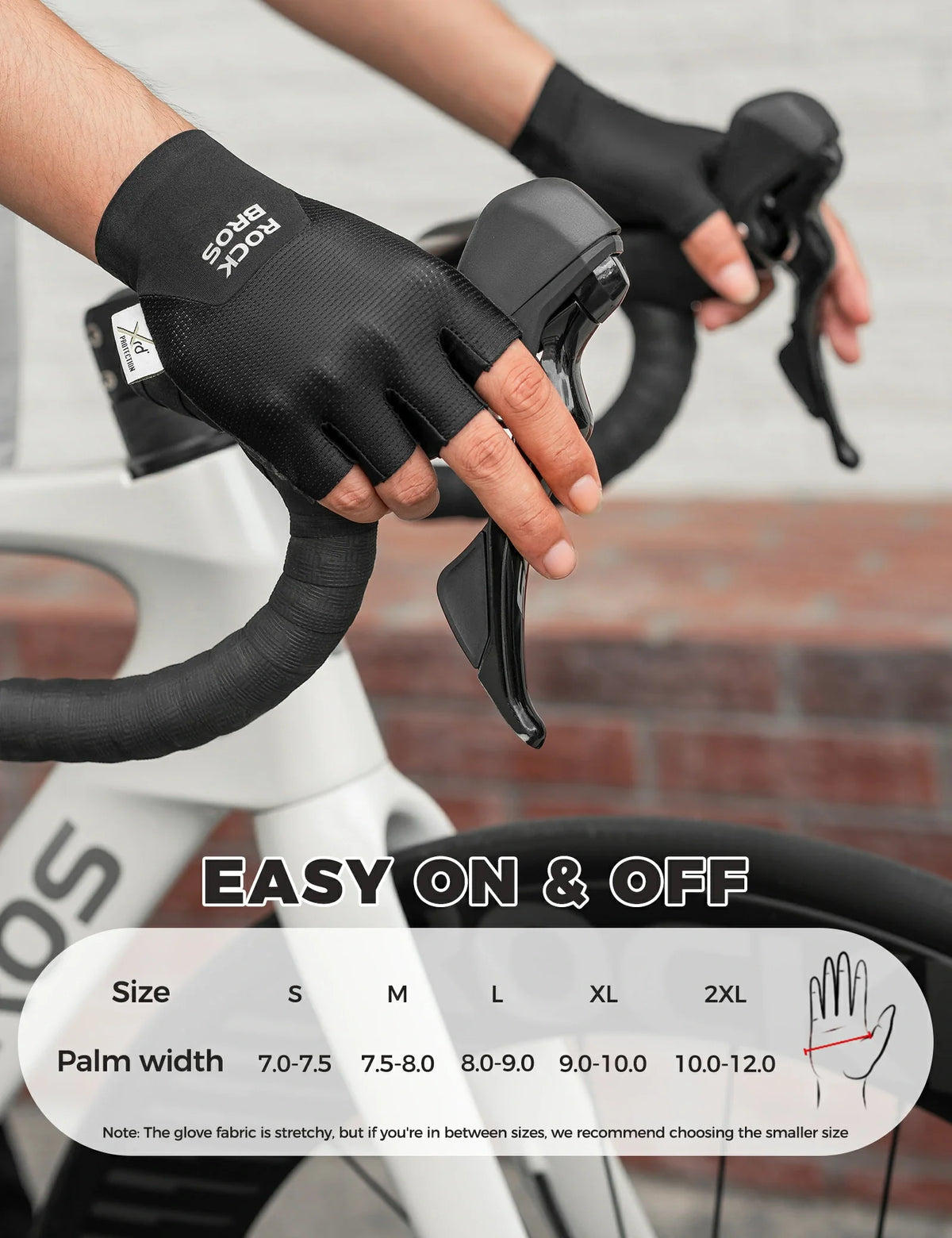 Gants de vélo mi-doigts ROCKBROS avec rembourrage PORON XRD