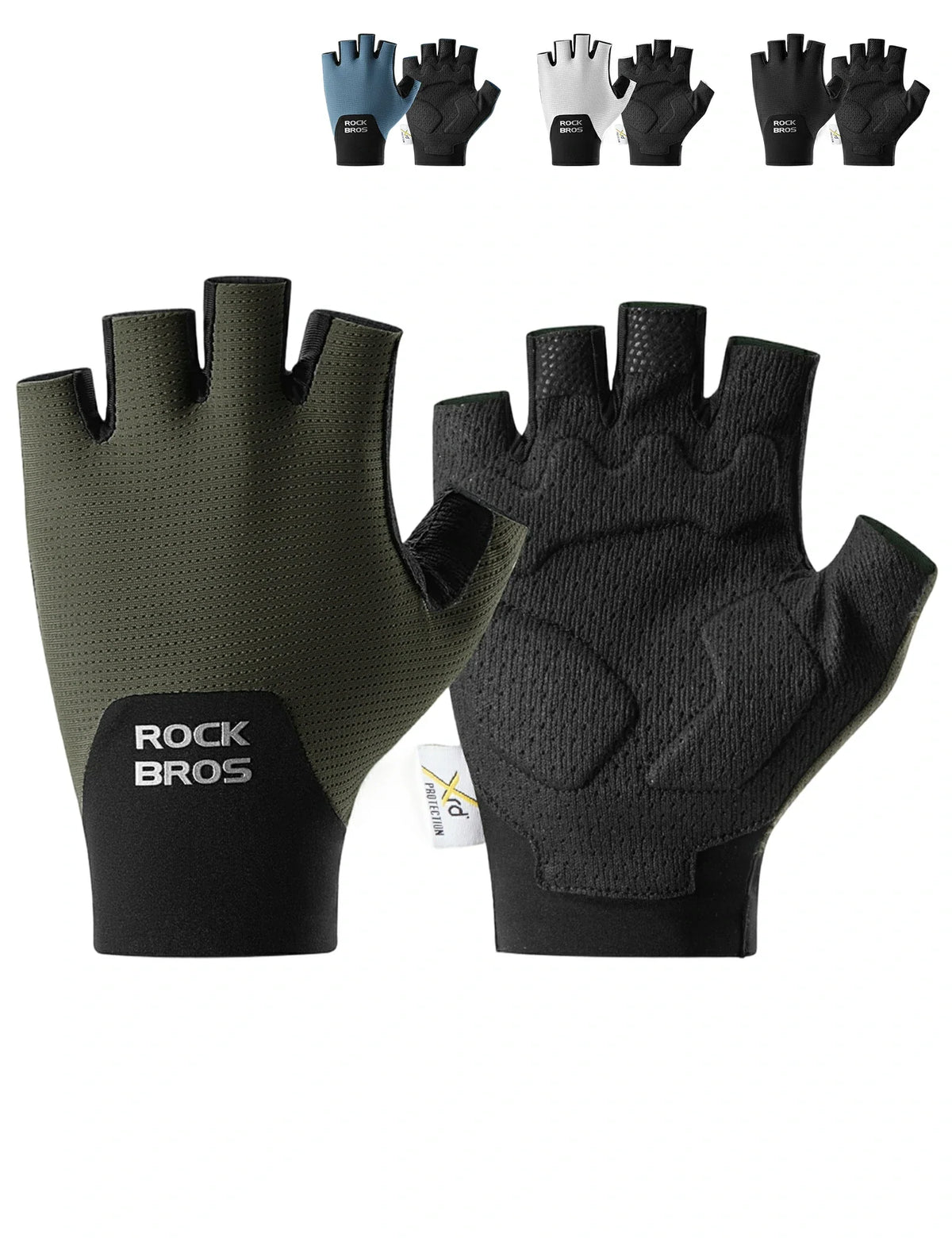 Gants de vélo mi-doigts ROCKBROS avec rembourrage PORON XRD
