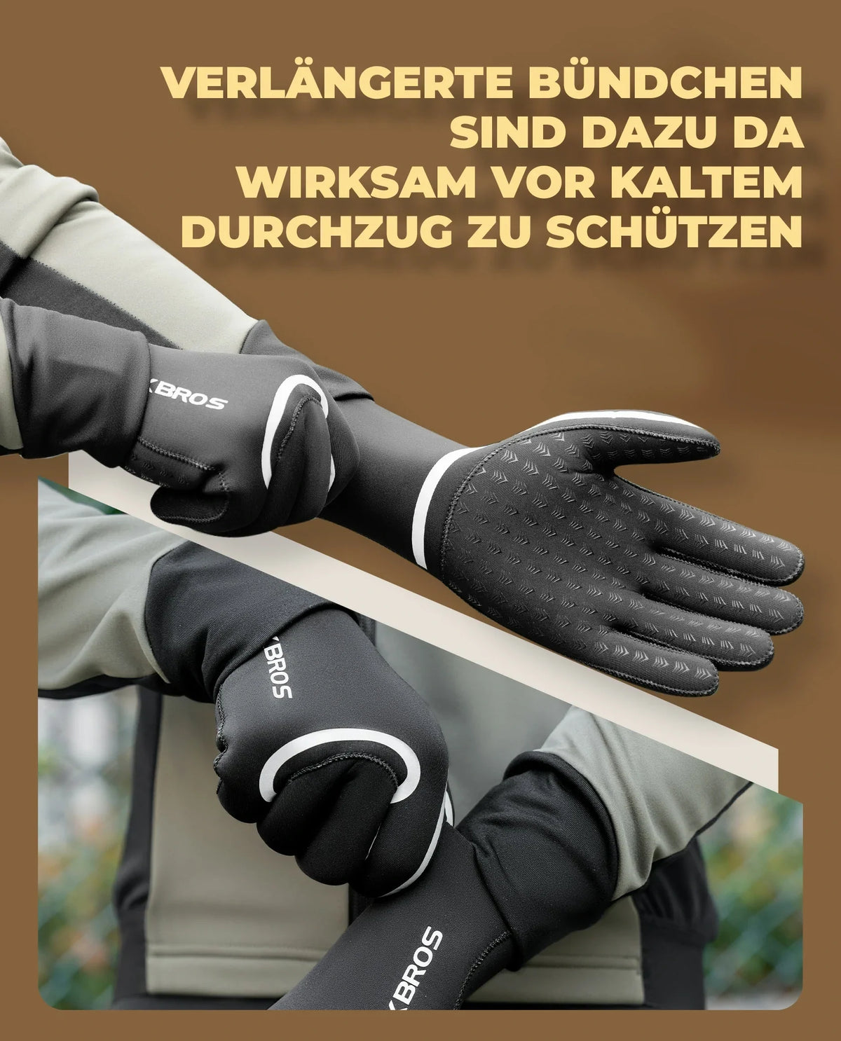 ROCKBROS Gants de vélo d'hiver, étanches et coupe-vent S365