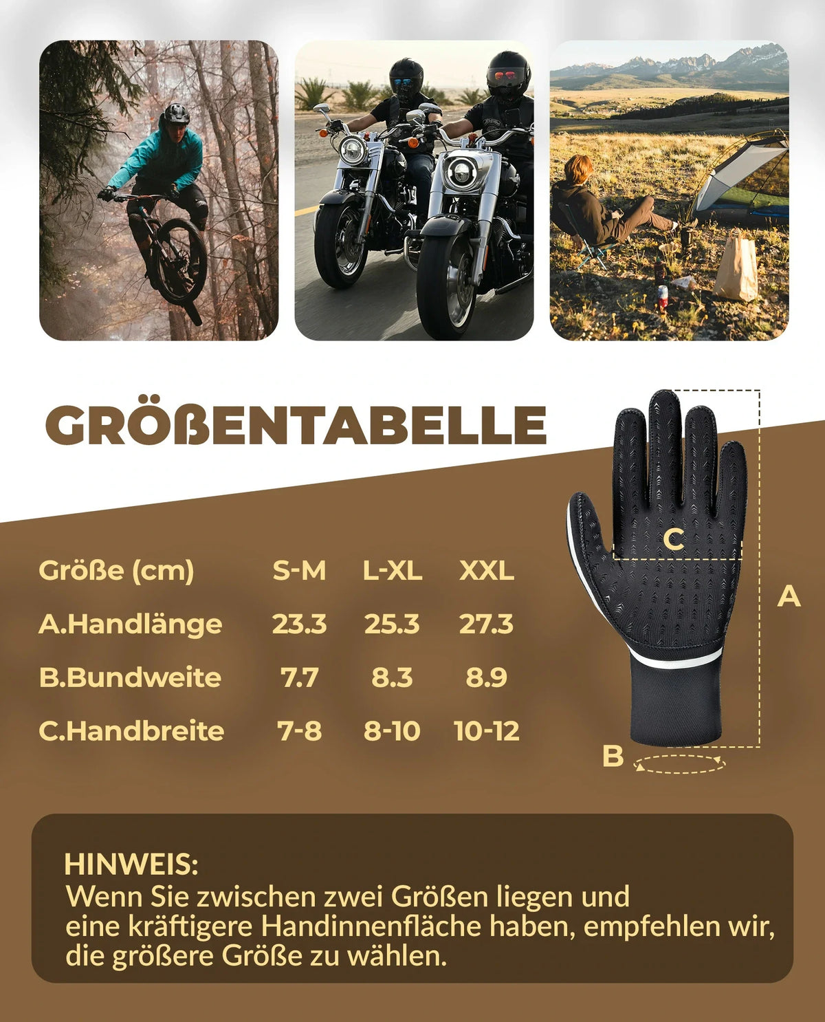 ROCKBROS Gants de vélo d'hiver, étanches et coupe-vent S365