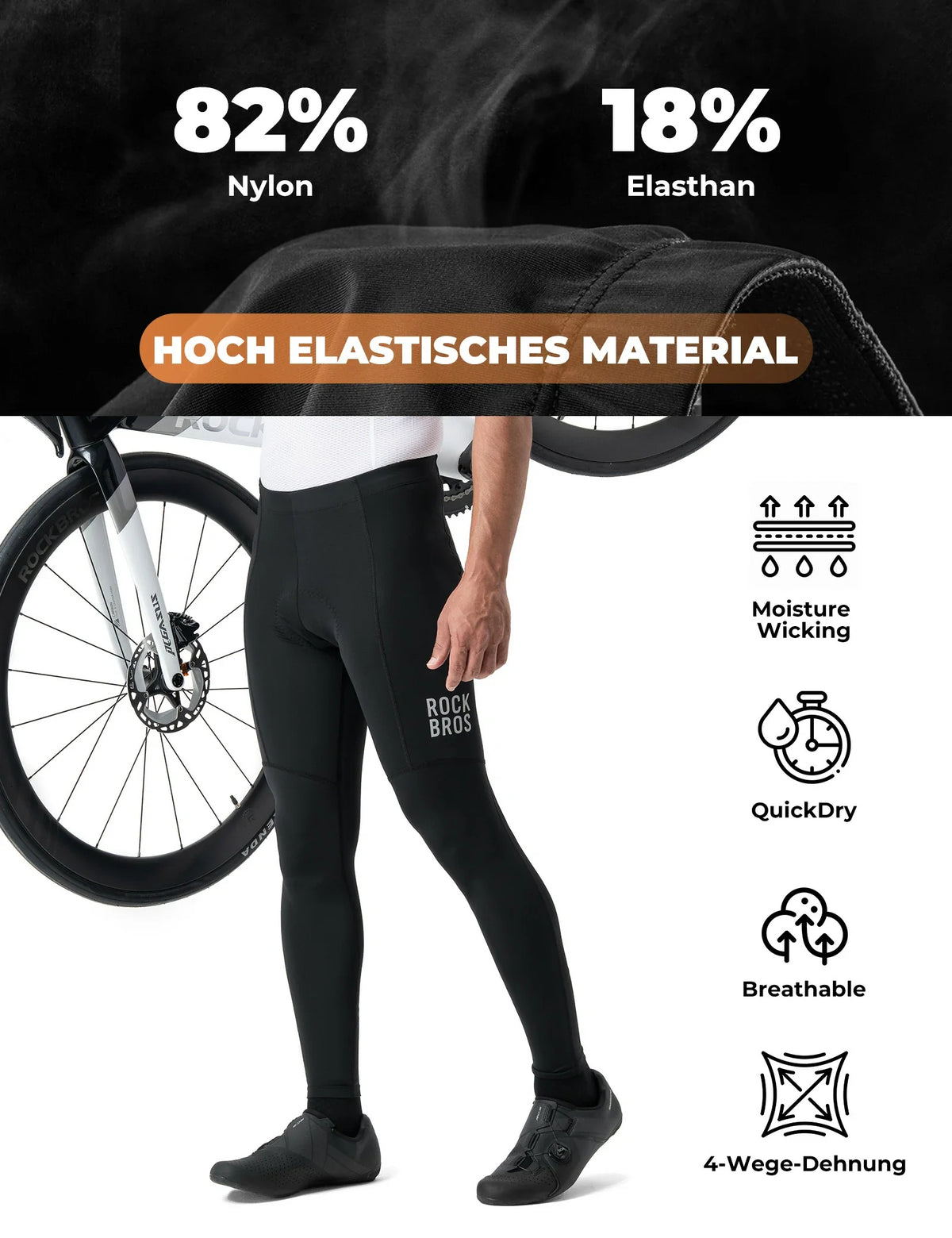 ROCKBROS Cuissard de cyclisme homme - Coupe ergonomique 3D, 6H+