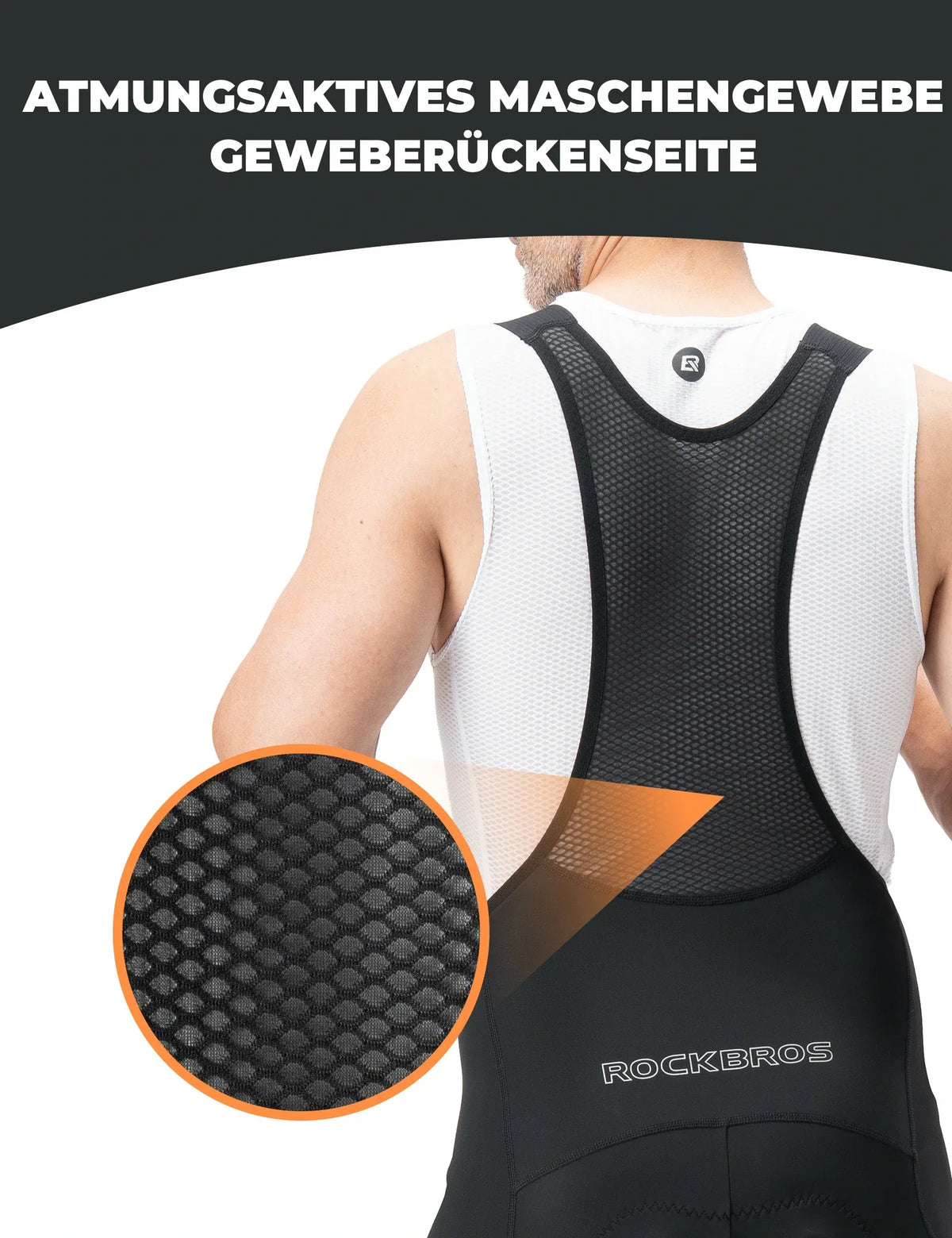 Culotte de vélo homme ROCKBROS avec bretelles - Très extensible, respirante avec bandes réfléchissantes