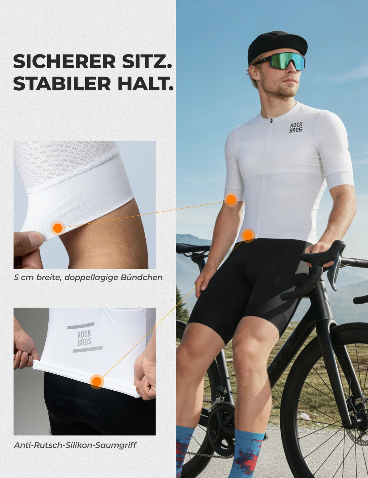 ROCKBROS Maillot de cyclisme manches courtes homme