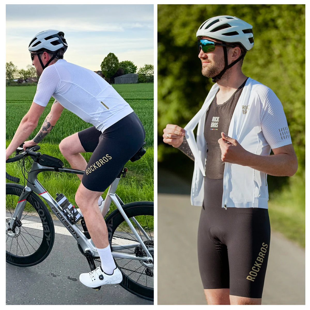 ROCKBROS Cuissard homme avec bretelles Rembourré, Cuissard court de vélo, Respirant à séchage rapide