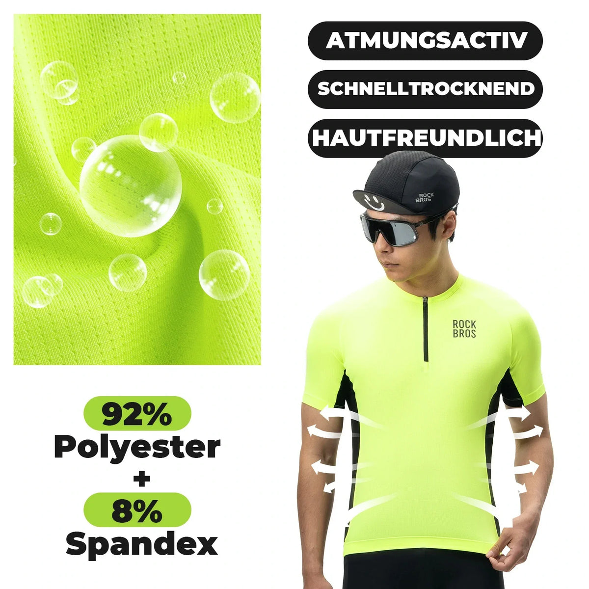 ROCKBROS Maillot de cyclisme homme à manches courtes, maillot de vélo respirant