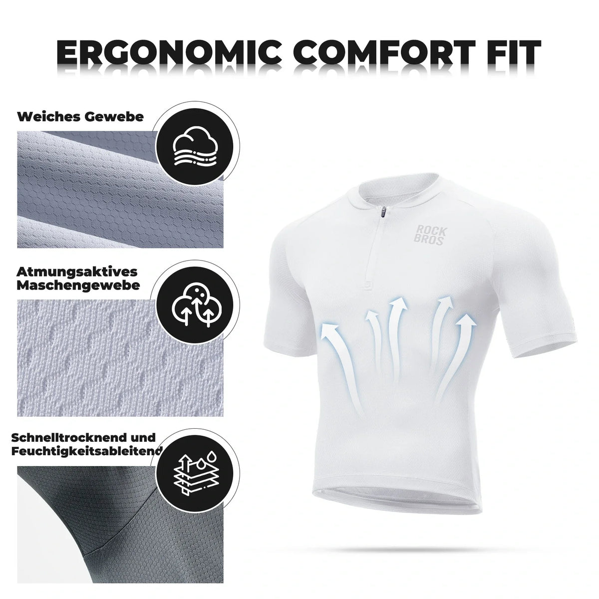 ROCKBROS Maillot de cyclisme homme manches courtes respirant à séchage rapide