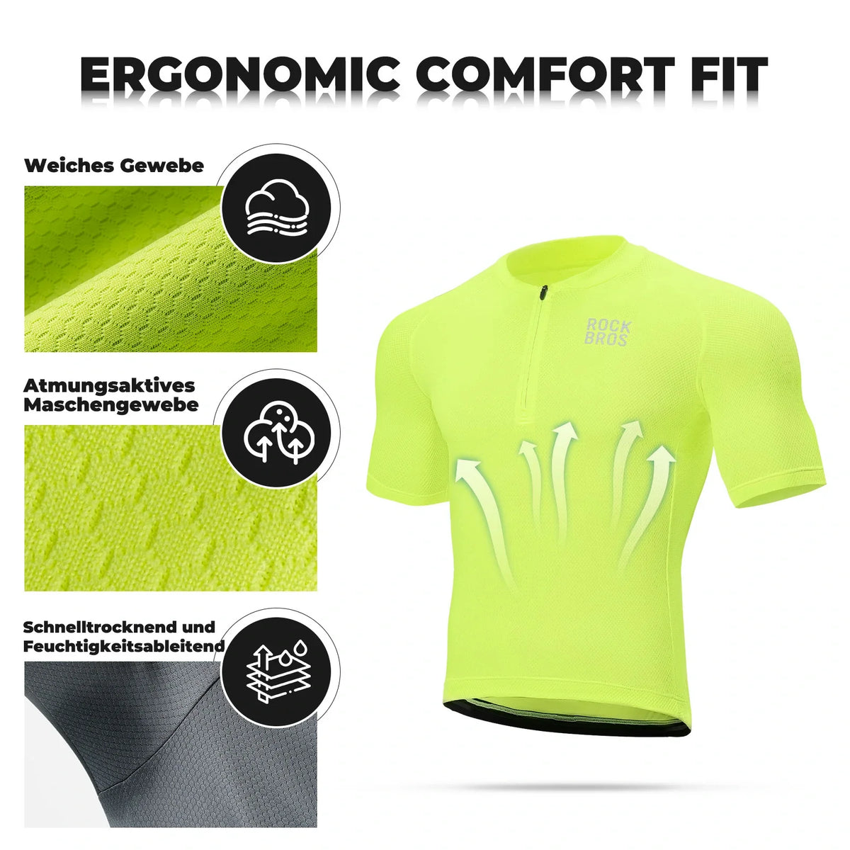 ROCKBROS Maillot de cyclisme homme manches courtes respirant à séchage rapide