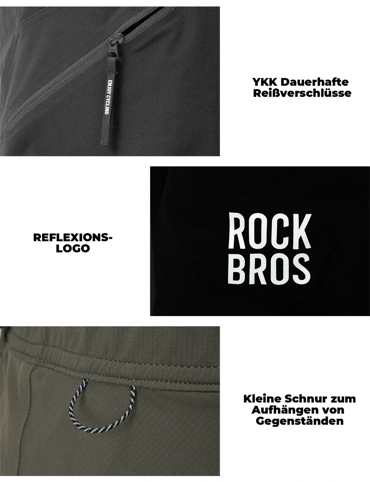 ROCKBROS Short de Sport Homme Cuissard de Vélo  - Ceinture Magnétique, Design 4 Poches