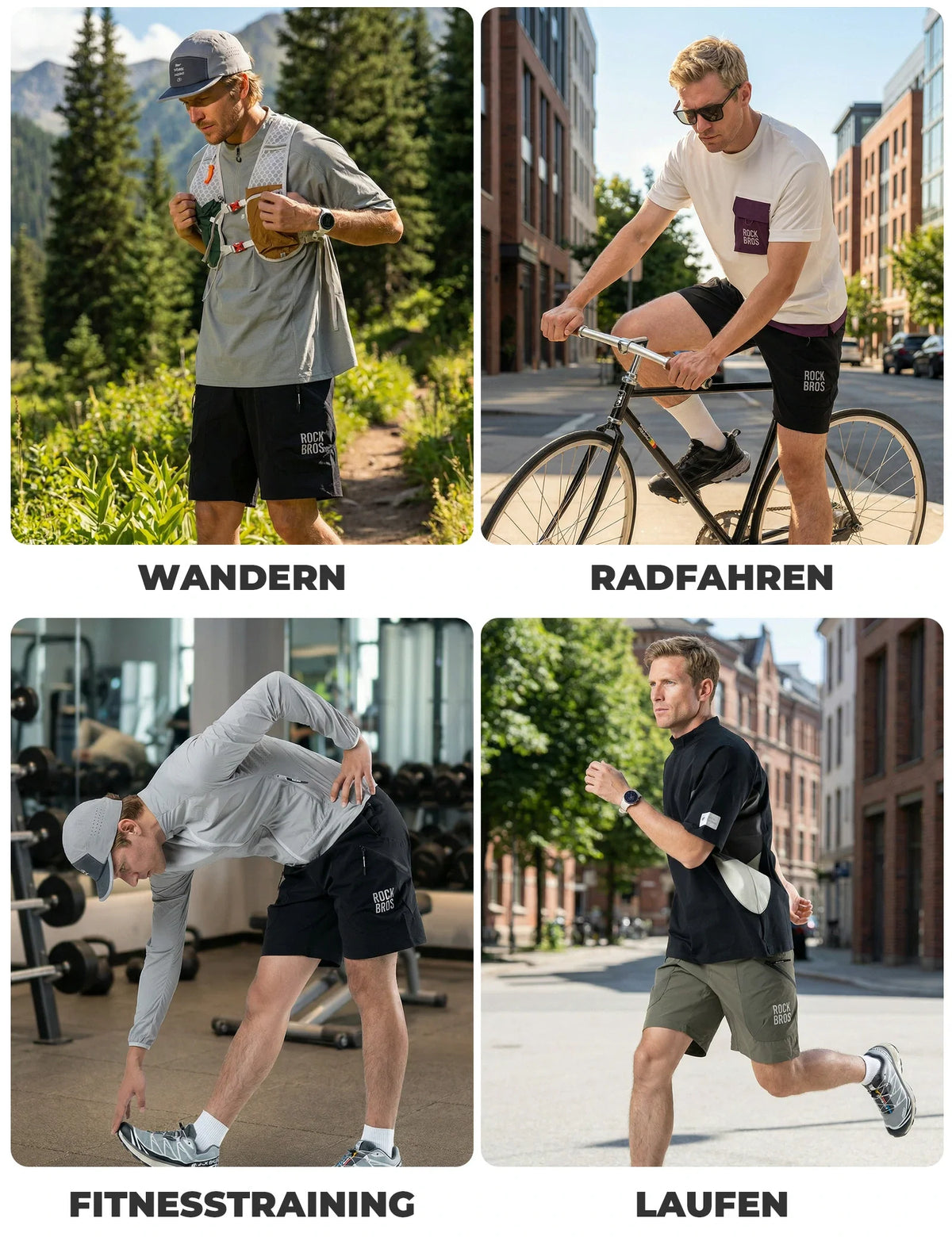 ROCKBROS Short de Sport Homme Cuissard de Vélo  - Ceinture Magnétique, Design 4 Poches