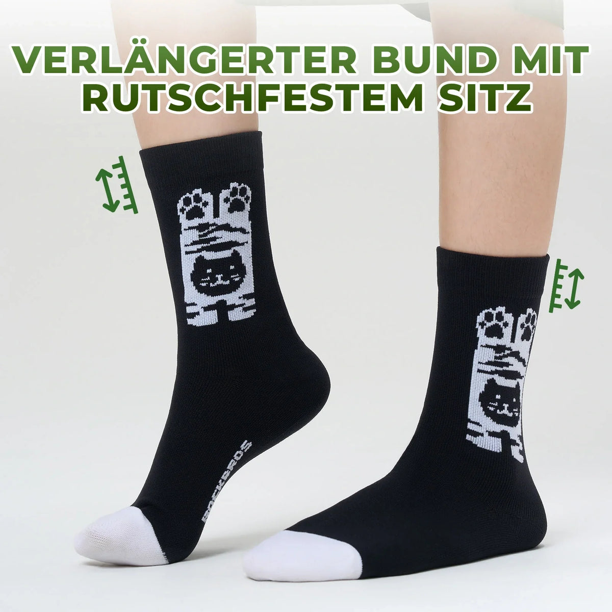 ROCKBROS Chaussettes de vélo pour enfants avec zones de compression antibactériennes 5A motif pattes de chat