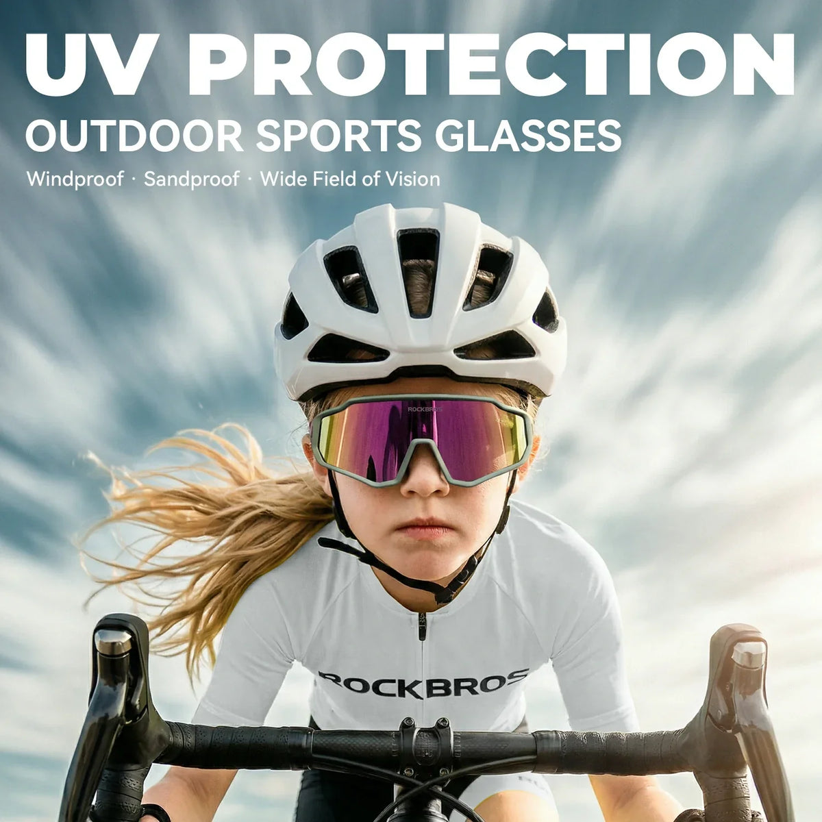 ROCKBROS Lunettes de soleil pour enfant vélo - Polarisées/Photochromiques avec protection UV400