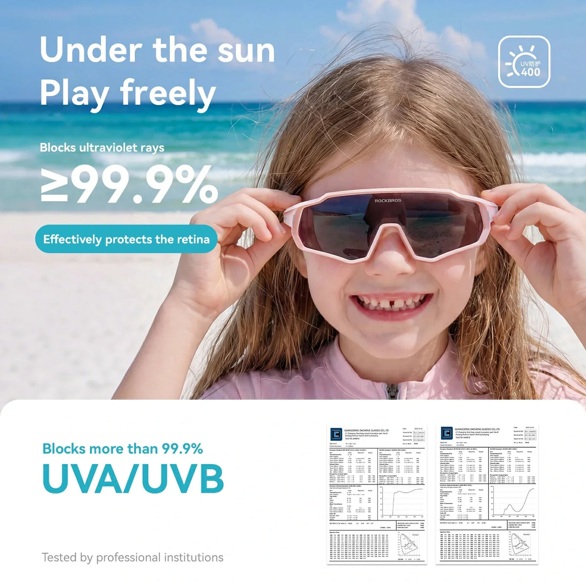 ROCKBROS Lunettes de soleil pour enfant vélo - Polarisées/Photochromiques avec protection UV400