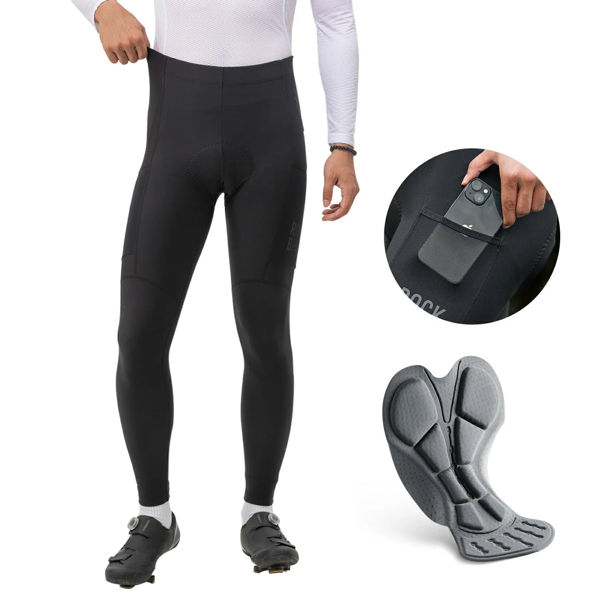 ROCKBROS Cuissard long de vélo pour homme Thermo Cycliste 3D rembourré
