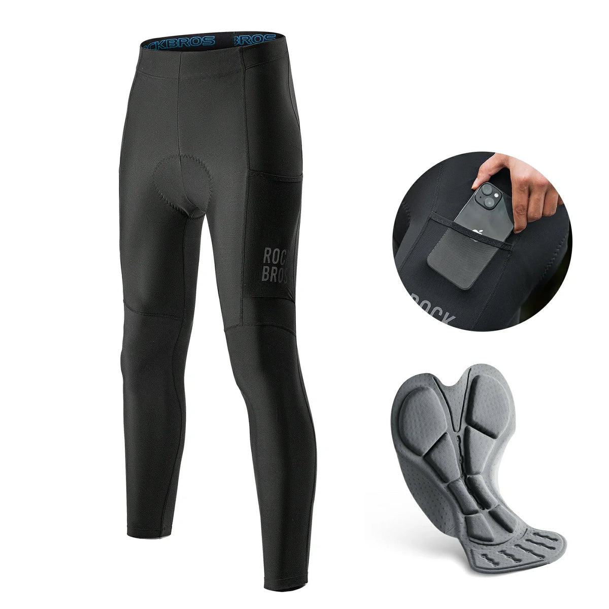 ROCKBROS Cuissard long de vélo pour homme Thermo Cycliste 3D rembourré