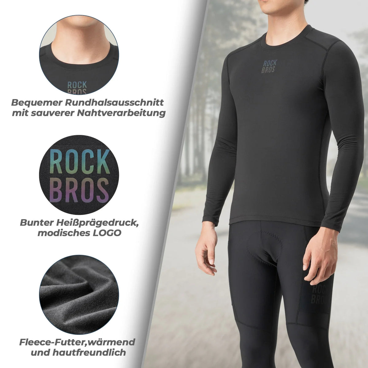 ROCKBROS Maillot de cyclisme homme manches longues, maillot de vélo chaud respirant