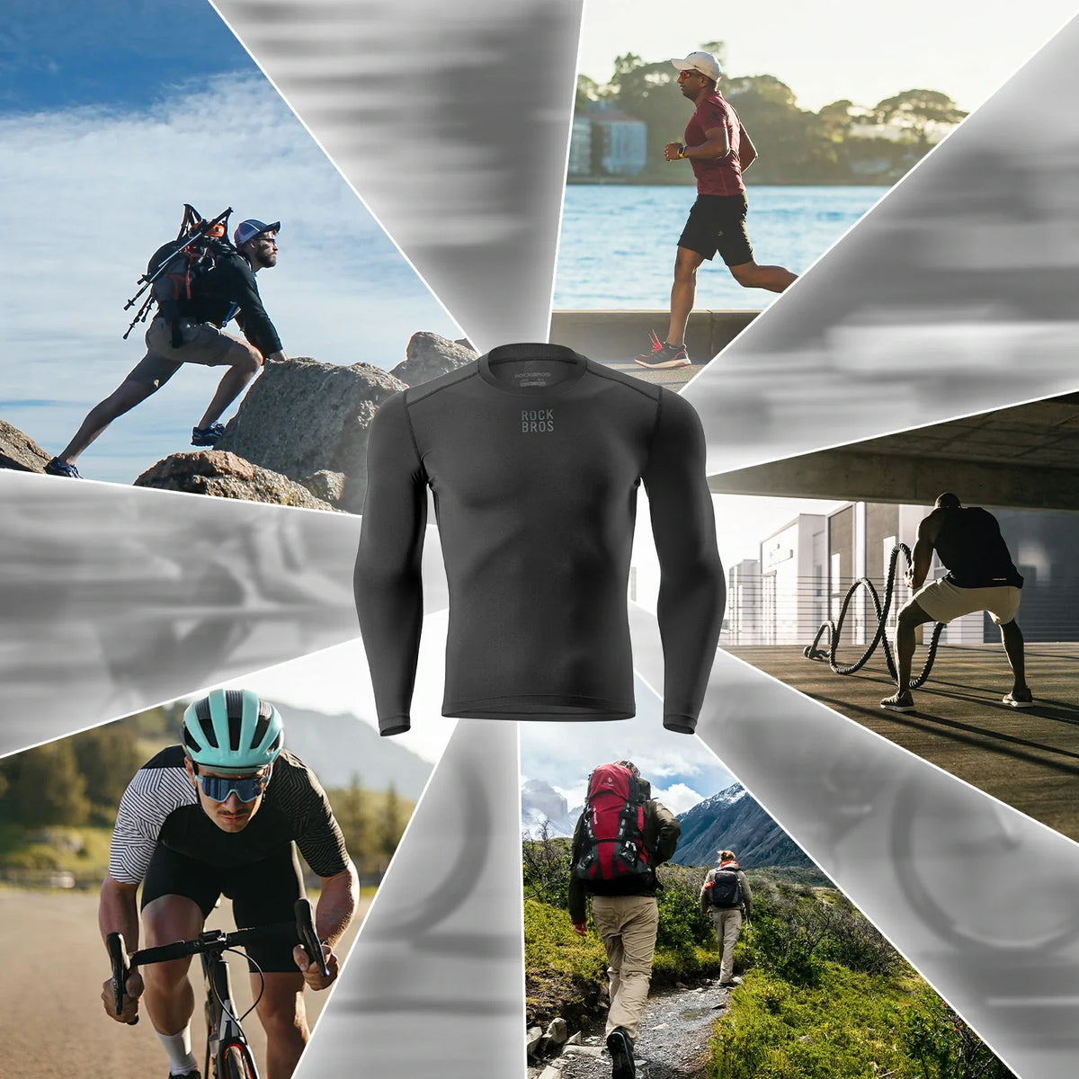 ROCKBROS Maillot de cyclisme homme manches longues, maillot de vélo chaud respirant
