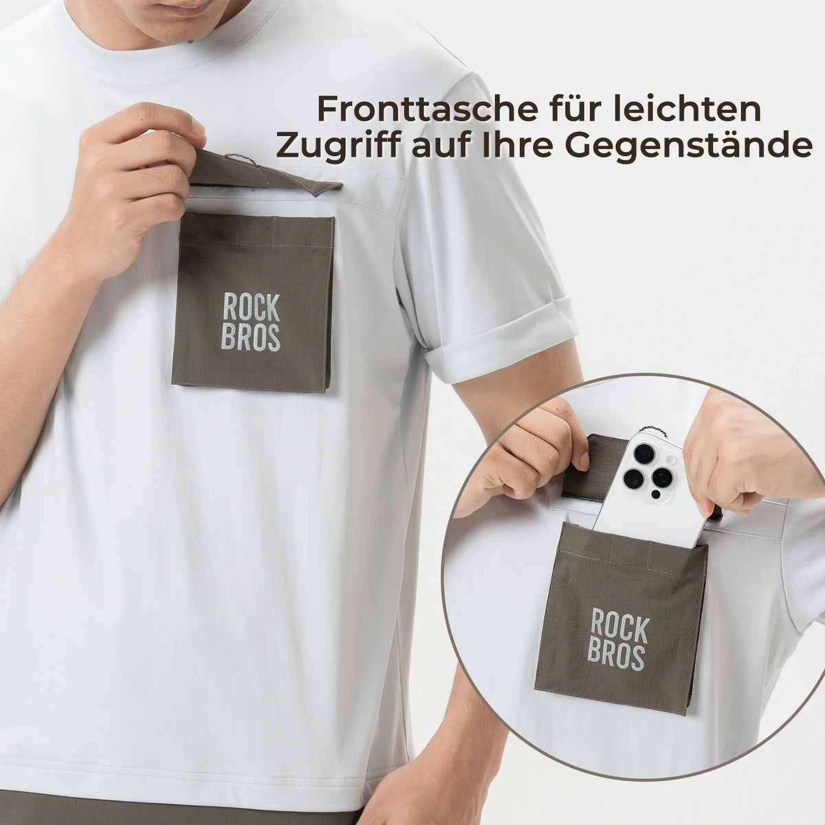 ROCKBROS Maillot de vélo VTT Manches Courtes Homme avec Poche Poitrine à Aimant