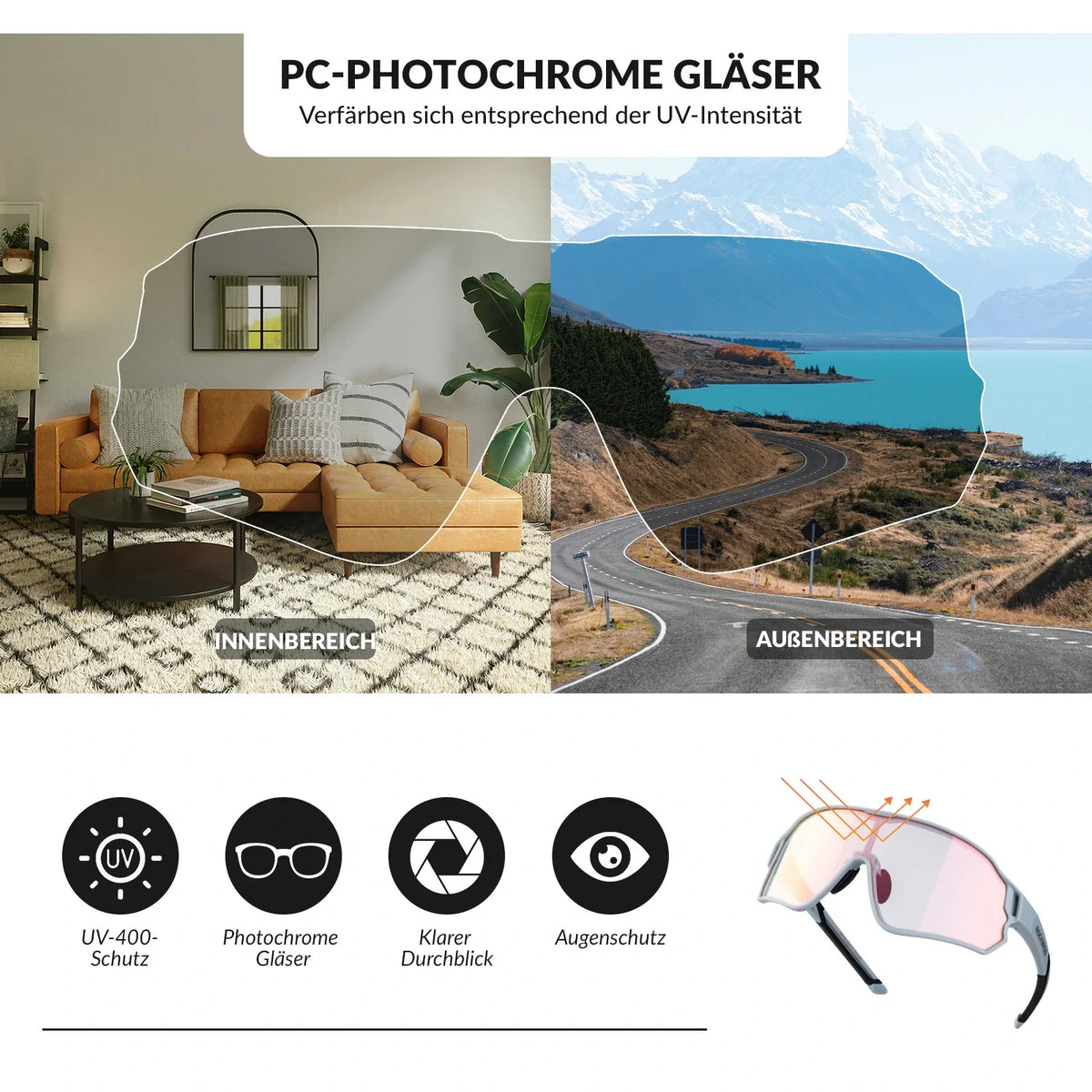 Lunettes de vélo dynamiques ROCKBROS avec filtre solaire UV400