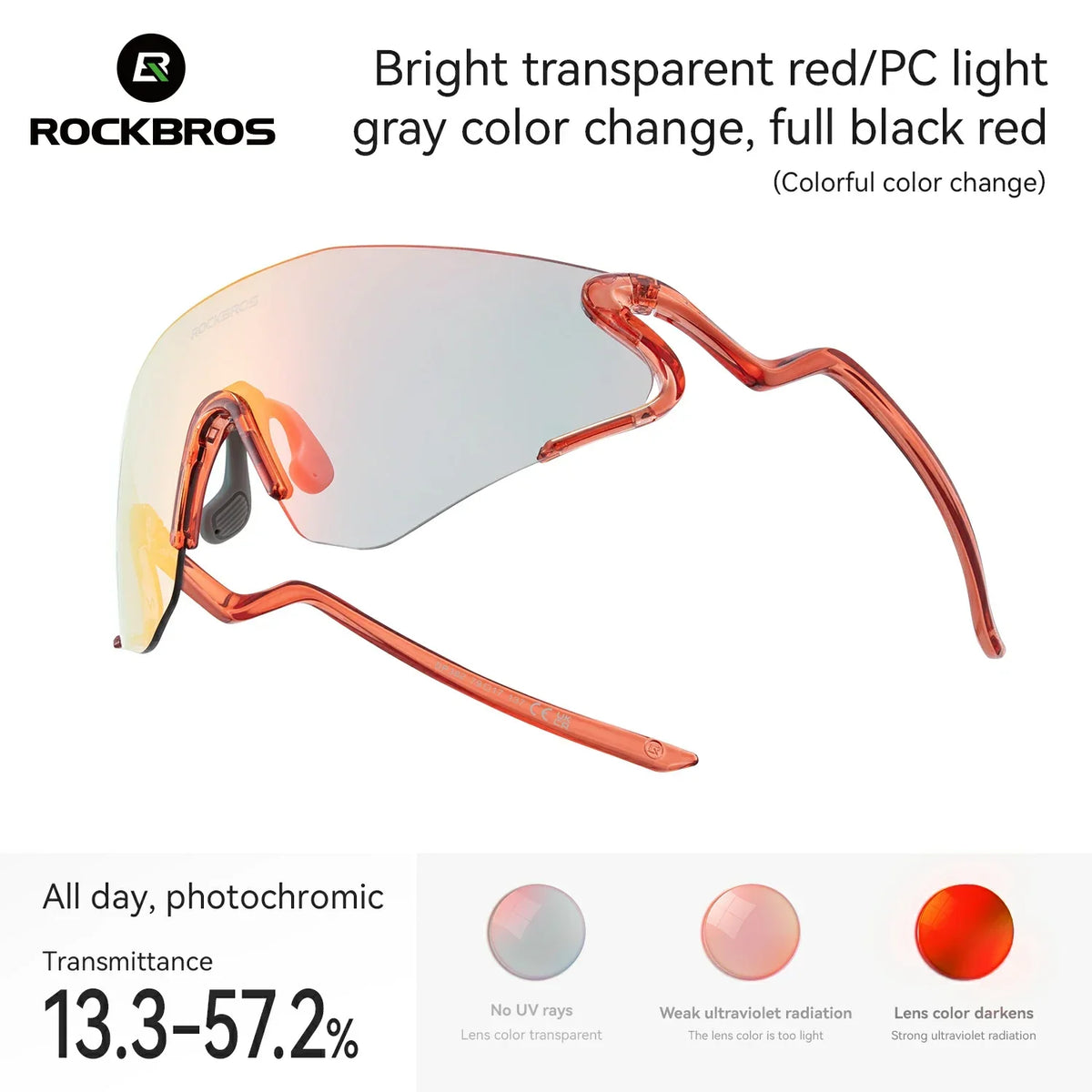 Lunettes de vélo photochromatiques ROCKBROS avec protection UV400