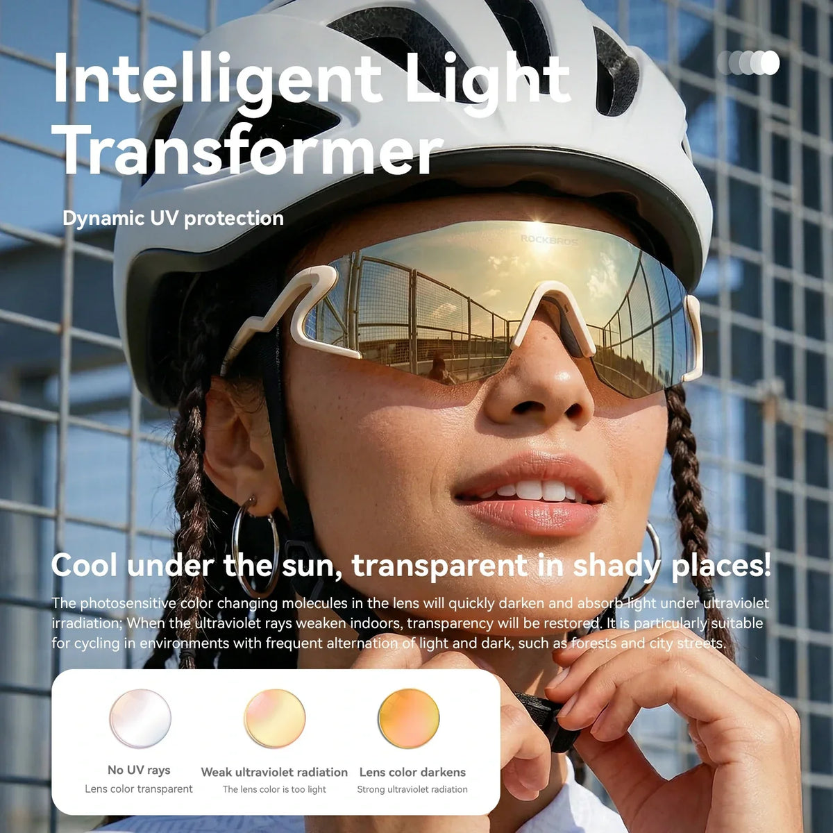 Lunettes de vélo photochromatiques ROCKBROS avec protection UV400