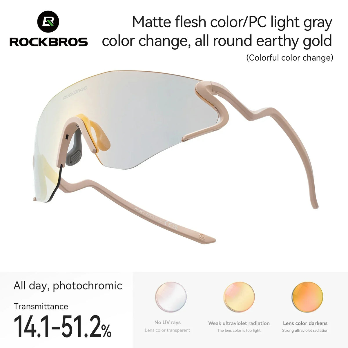 Lunettes de vélo photochromatiques ROCKBROS avec protection UV400