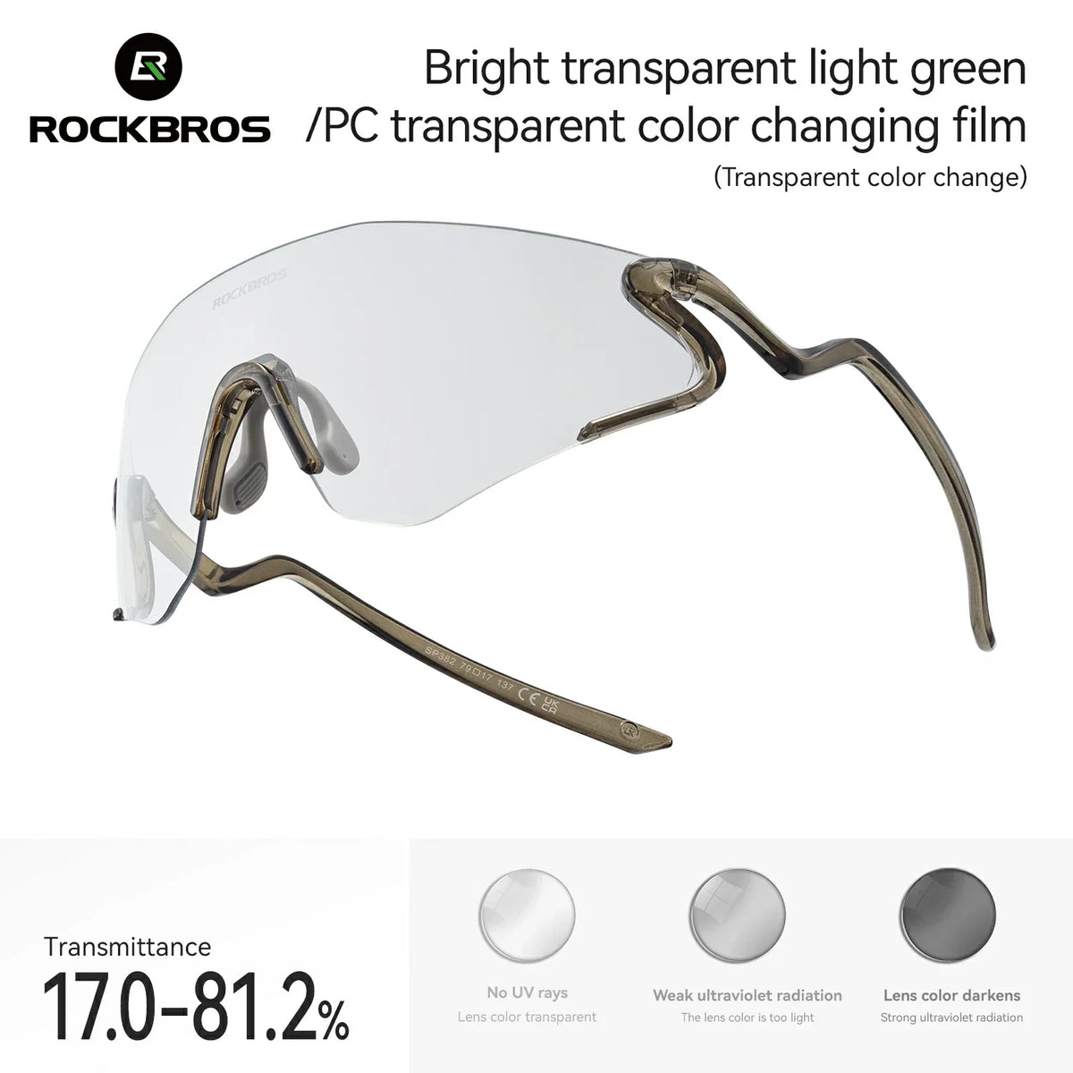 Lunettes de vélo photochromatiques ROCKBROS avec protection UV400