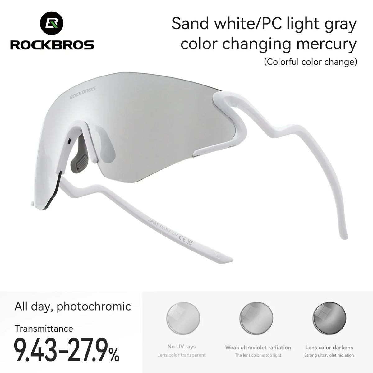 Lunettes de vélo photochromatiques ROCKBROS avec protection UV400