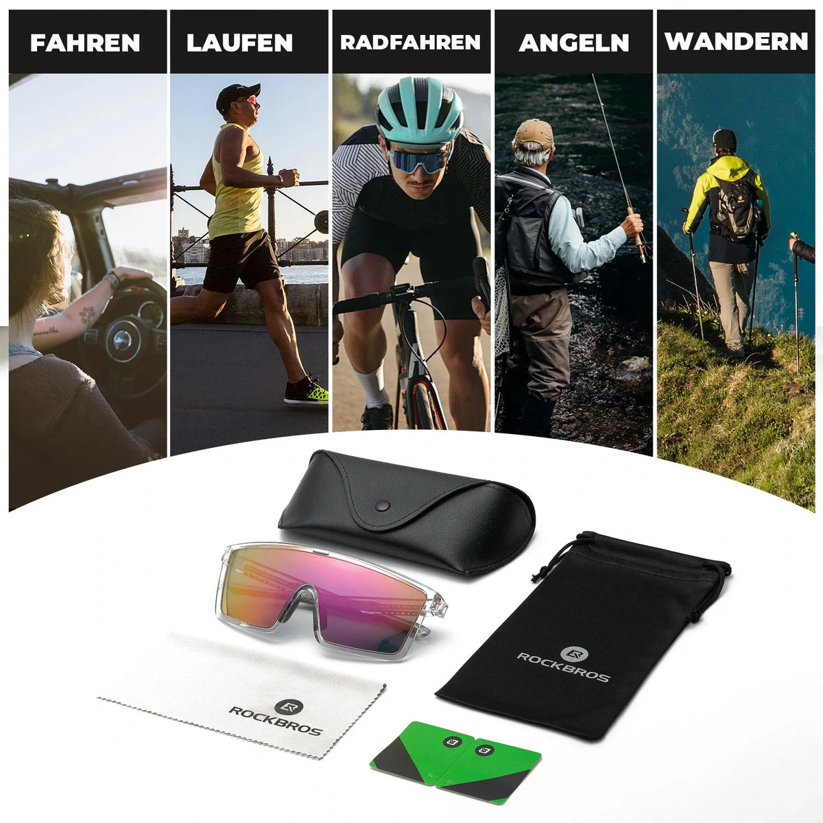 Lunettes de vélo polarisées ROCKBROS, UV400 avec monture TR90