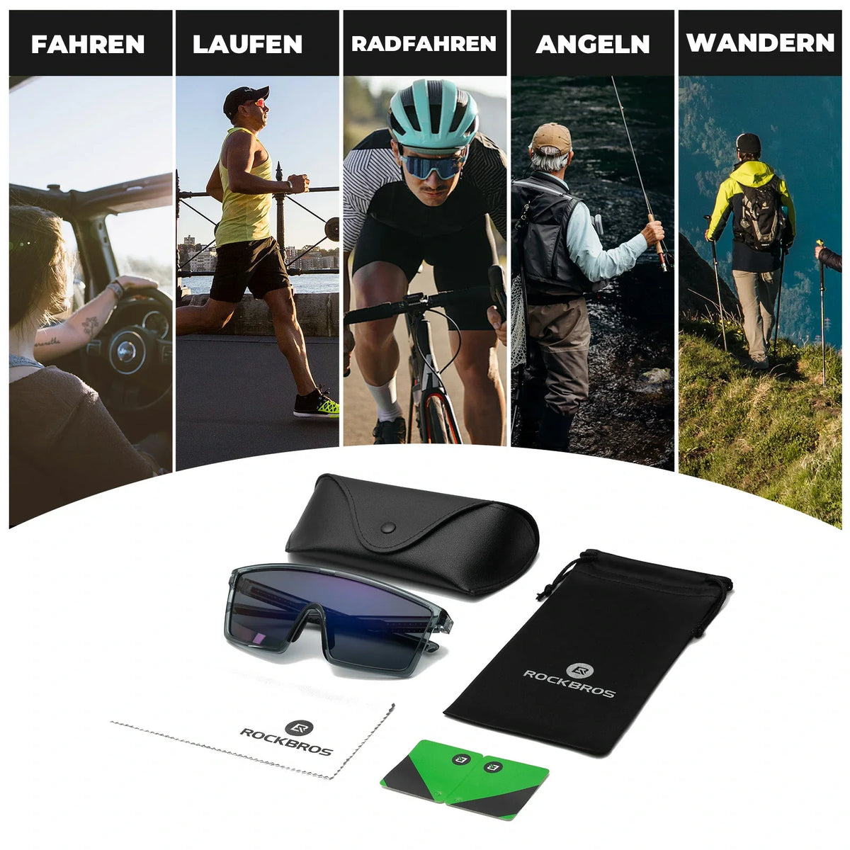 Lunettes de vélo polarisées ROCKBROS, UV400 avec monture TR90