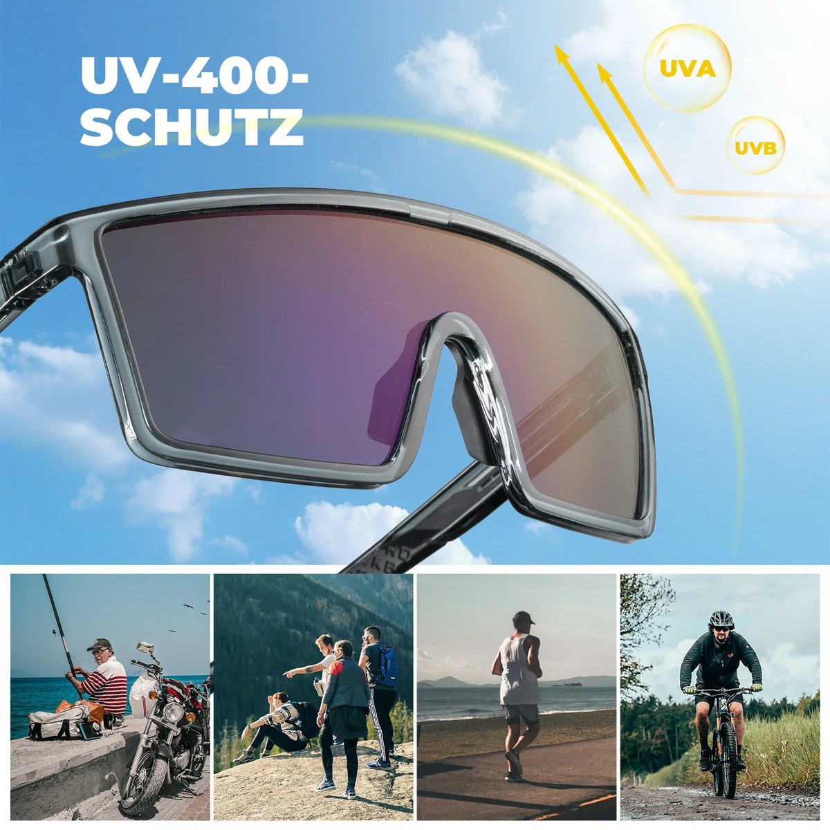 Lunettes de vélo polarisées ROCKBROS, UV400 avec monture TR90