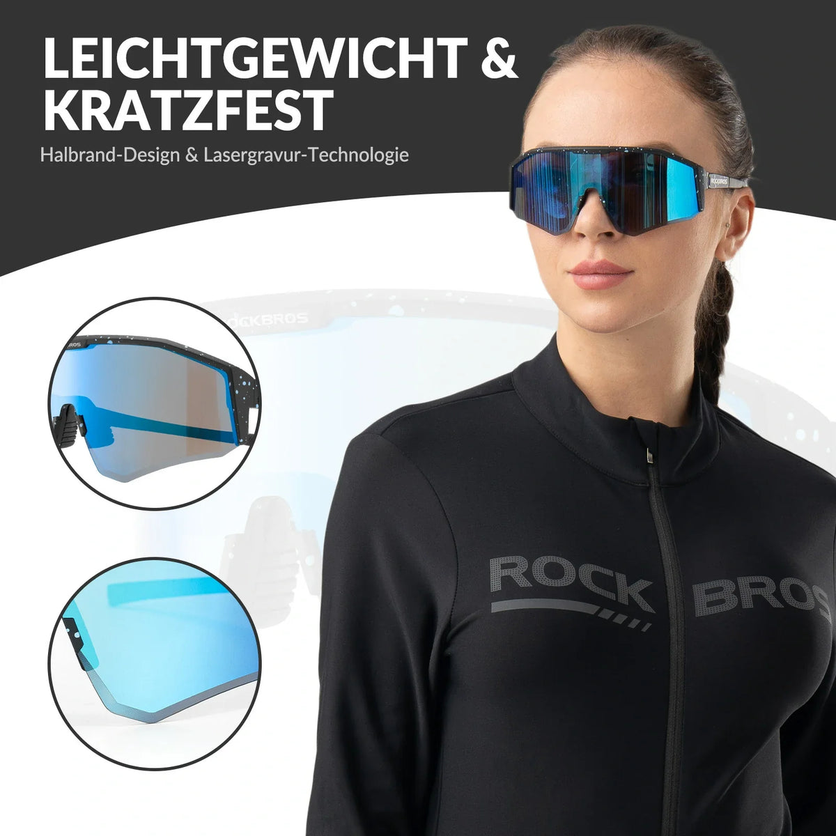 Lunettes de vélo polarisées ROCKBROS avec branches réglables