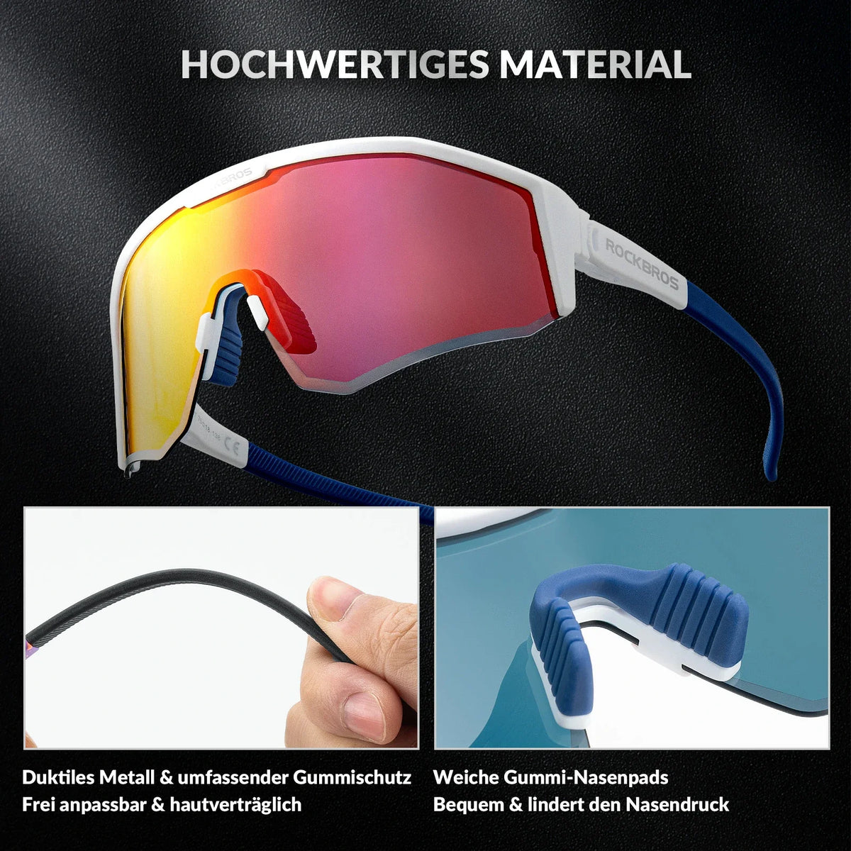 Lunettes de vélo polarisées ROCKBROS avec branches réglables