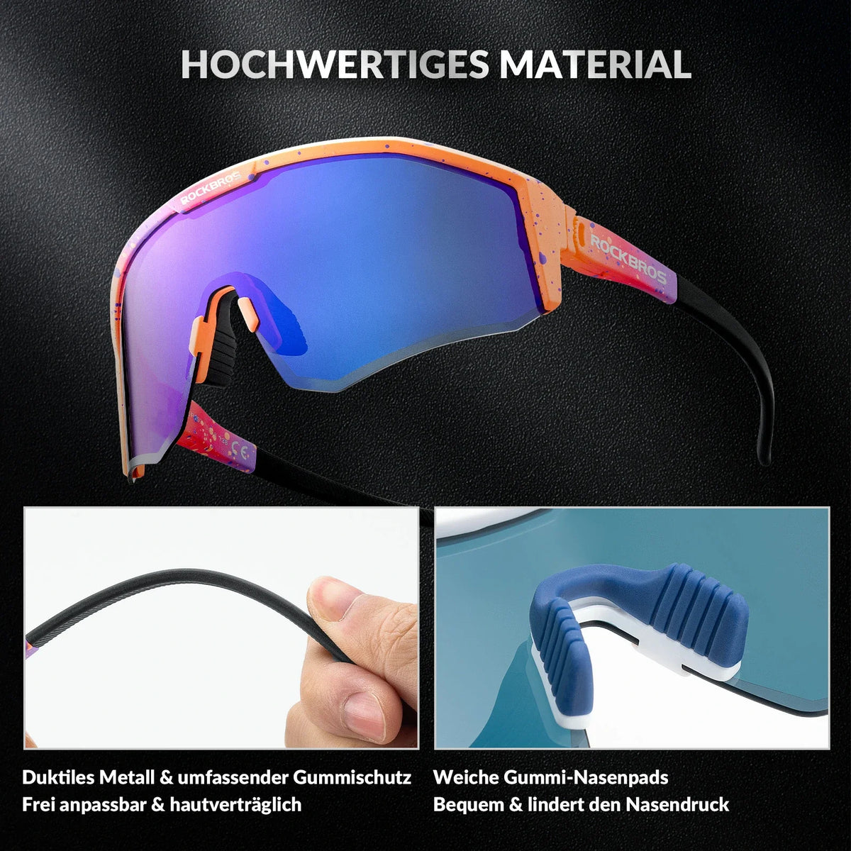 Lunettes de vélo polarisées ROCKBROS avec branches réglables