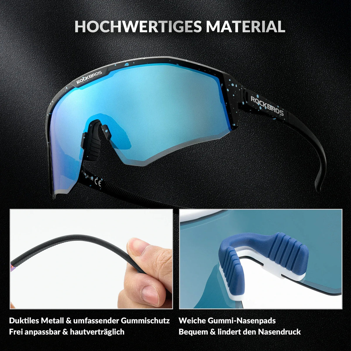 Lunettes de vélo polarisées ROCKBROS avec branches réglables