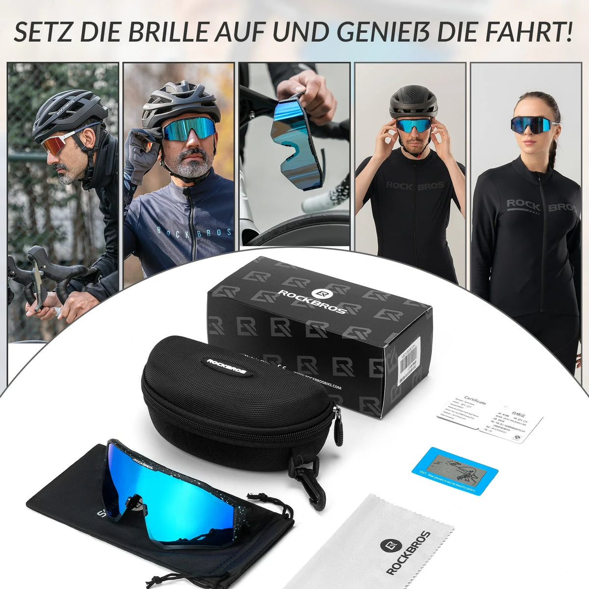 Lunettes de vélo polarisées ROCKBROS avec branches réglables
