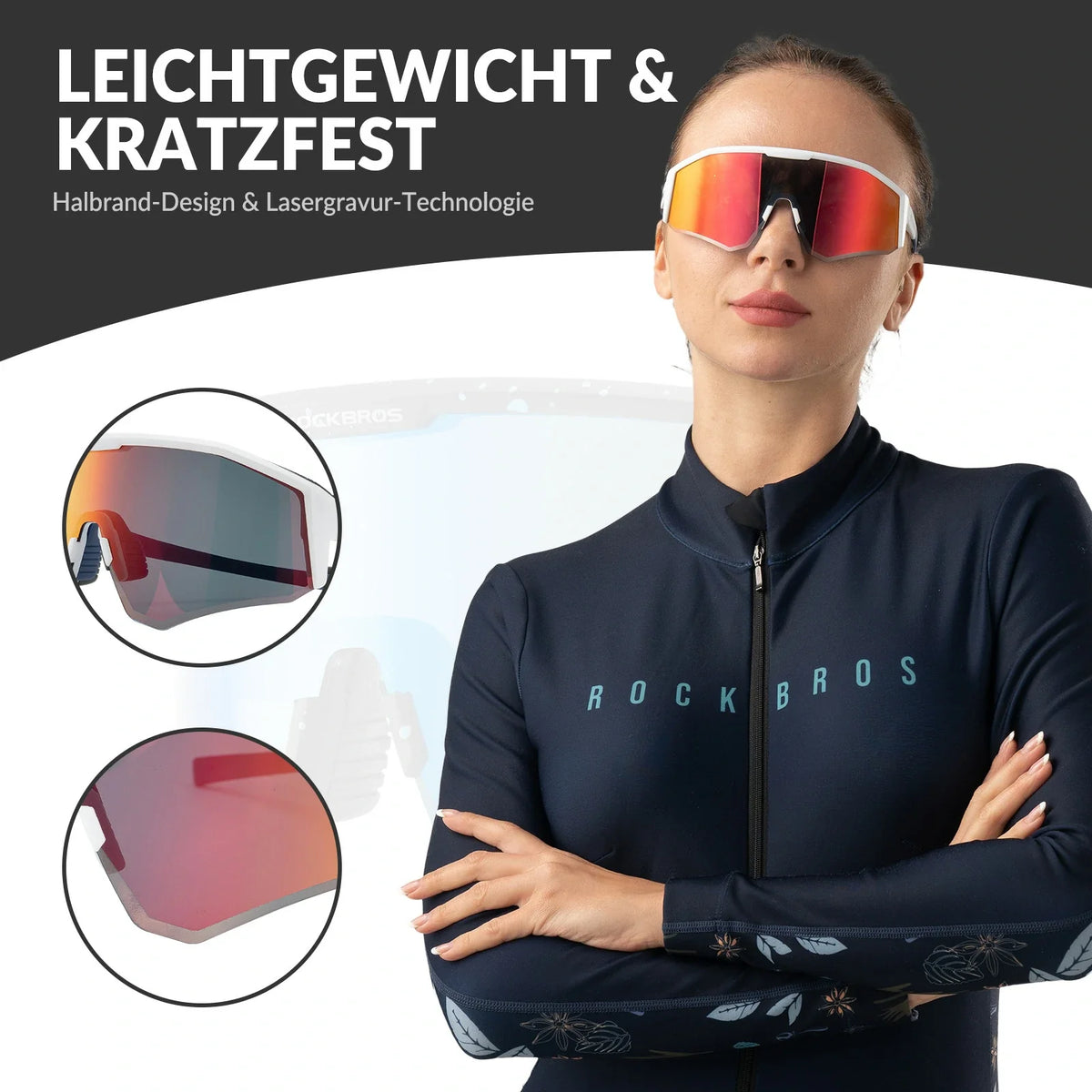 Lunettes de vélo polarisées ROCKBROS avec branches réglables