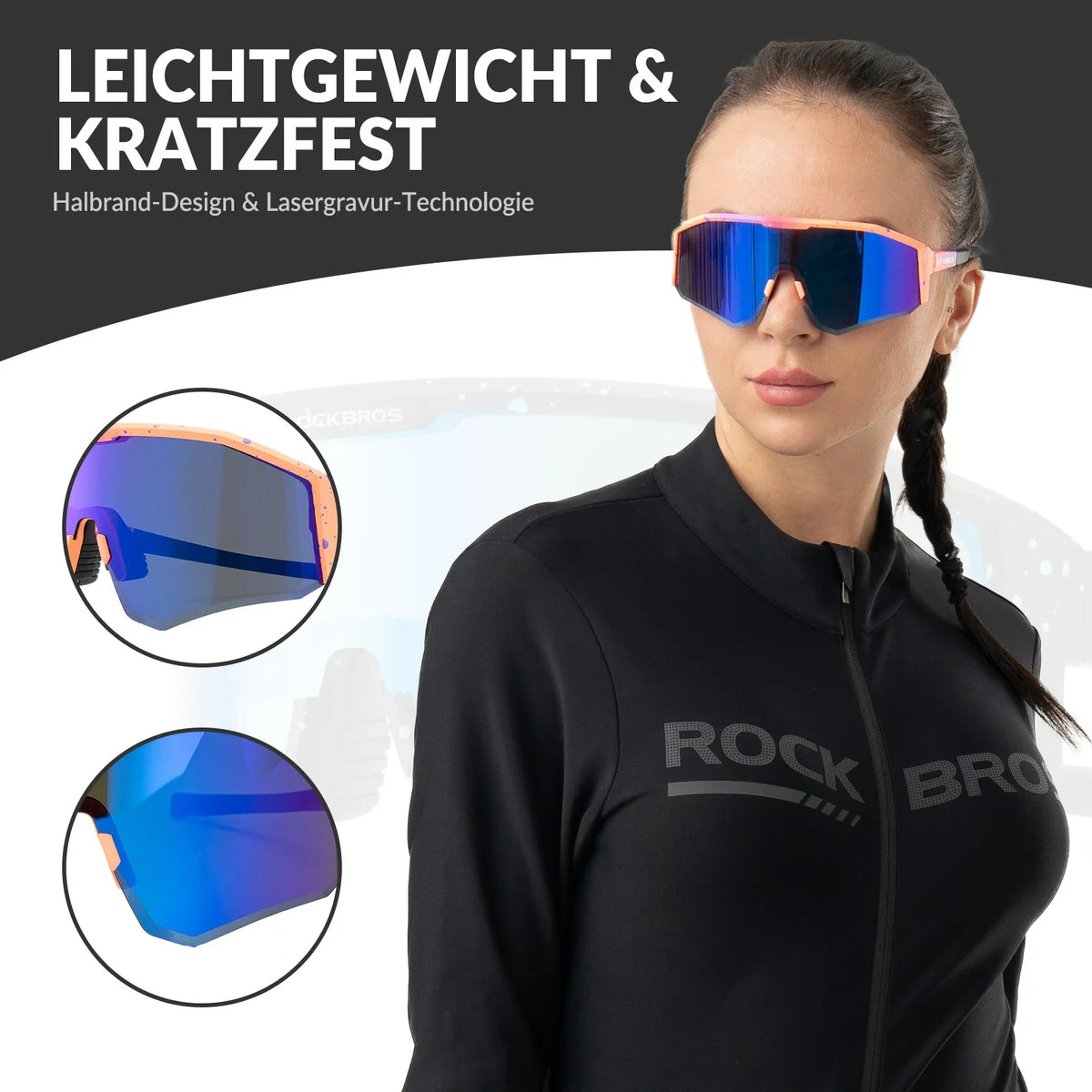 Lunettes de vélo polarisées ROCKBROS avec branches réglables