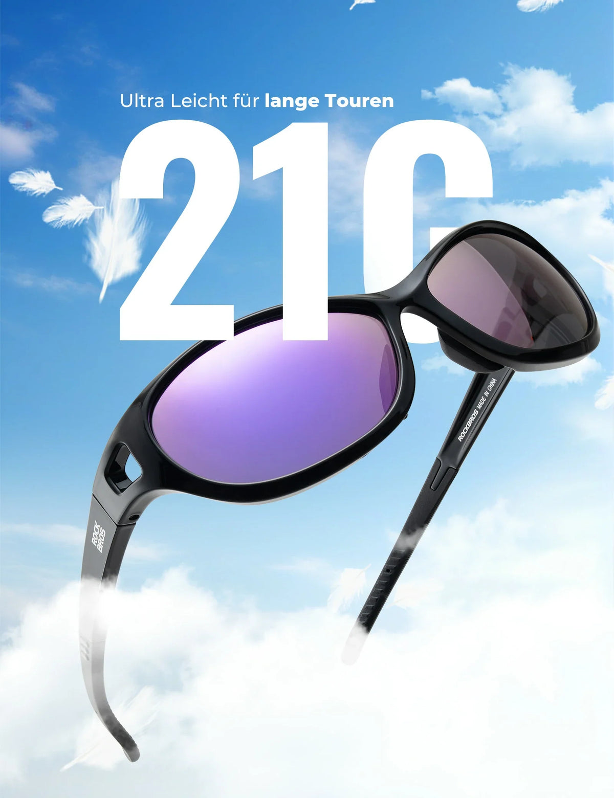 ROCKBROS Lunettes de sport polarisées SP394 Ultralight & UV400