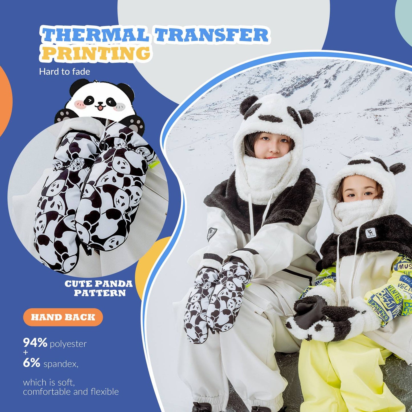 Gants pour enfants coupe-vent, imperméables et chauds pour la neige et le ski. Quantité