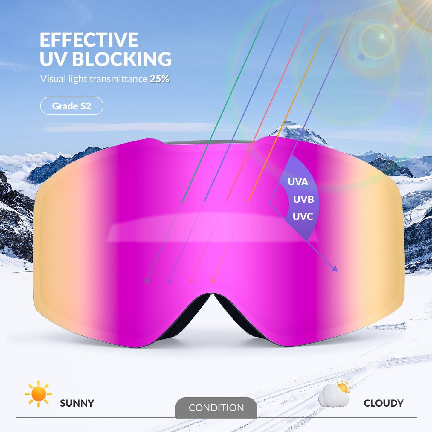 Lunettes de ski anti-buée UV400 Qunature