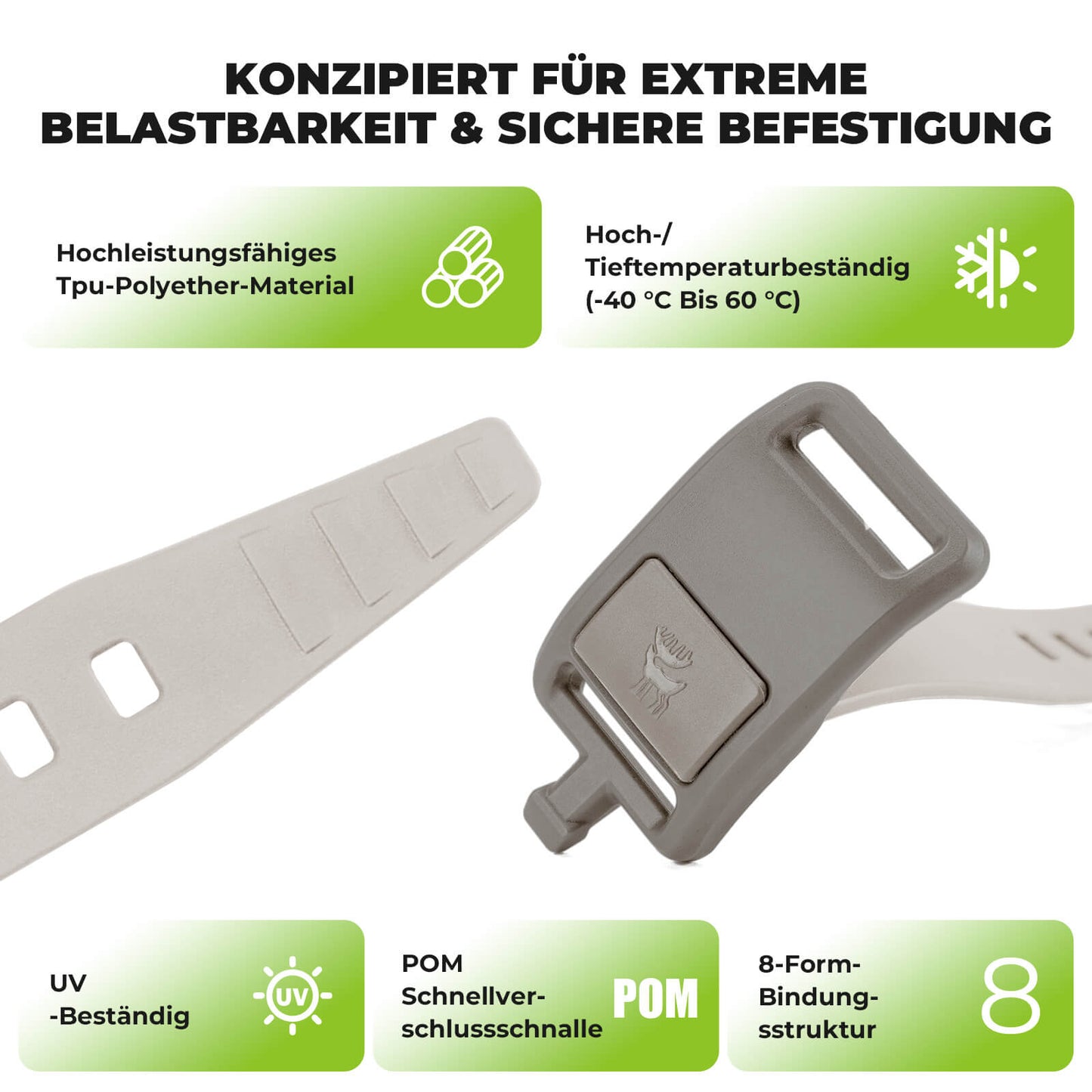Sangles d'arrimage universelles pour extérieur - Extensibles et extrêmement durables