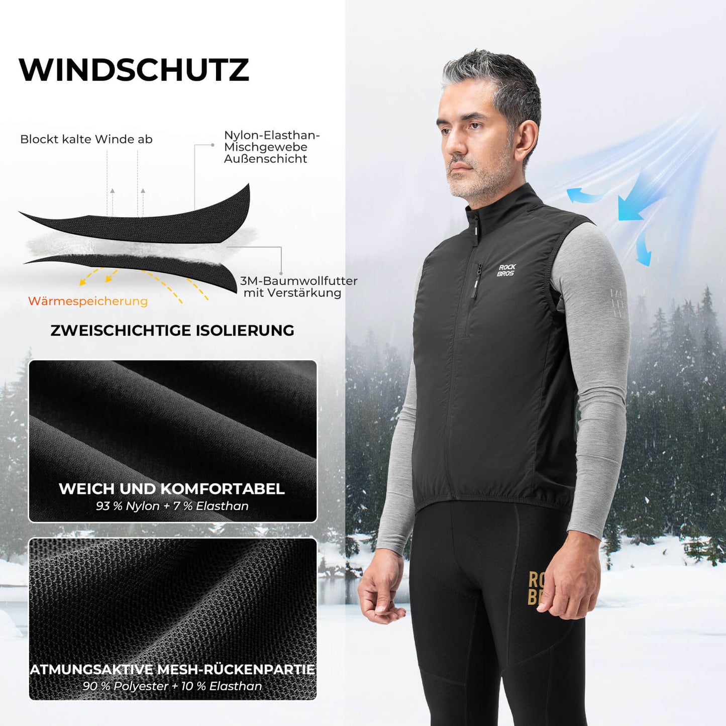 Gilet de cyclisme sans manches, veste de cyclisme, pliable, respirante, ROCKBROS